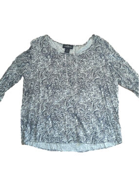 Karen Brooks Black White Paisley Blouse 3X